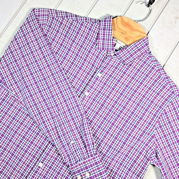 Peter Millar Other - Peter Millar Dress Shirt Men's Size L Crown Purple Plaid Button Up Pelican Marsh